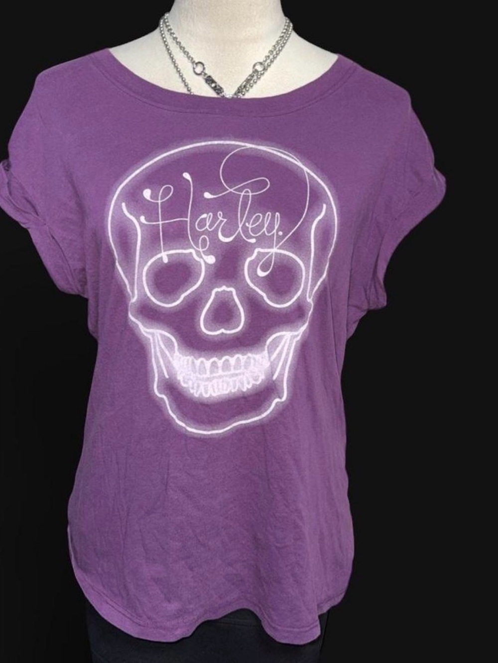 Harley-Davidson Purple Short Sleeve Skull Tee